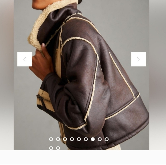 ANTHROPOLOGY- PILCRO FAUX LEATHER SHERPA LINED JACKET - Picture 3 of 8